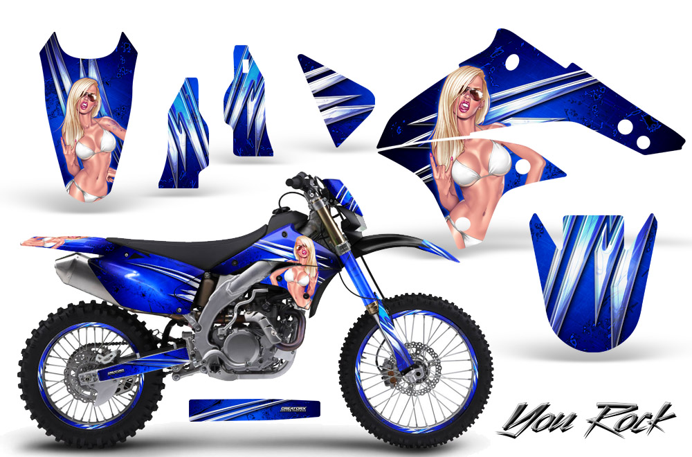 Kawasaki KLX450 Graphics Kit 08-12 You Rock Blue NP Rims